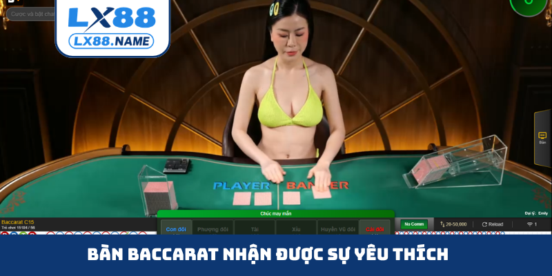 Bàn Baccarat nhận được sự yêu thích